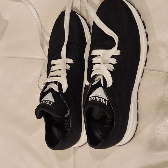 Prada Black Nylon Leather Prax 01 Sneakers - Picture 2 of 5